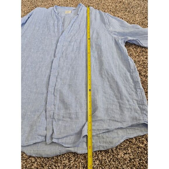 Baird McNutt Murano Mens 2XB Linen Shirt Light Blue Roll Tab Sleeve Button Up - Picture 5 of 8